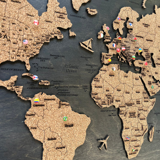 Push Pin World Map with Flags