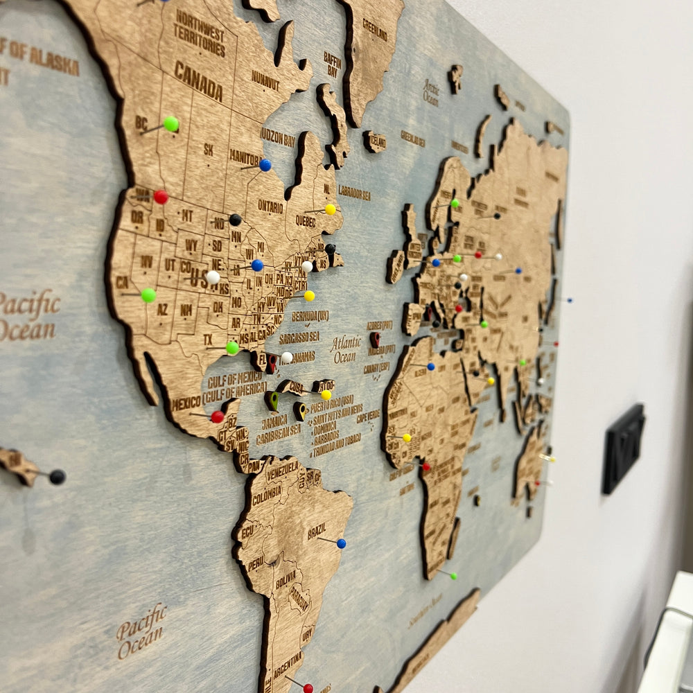 Wooden world map