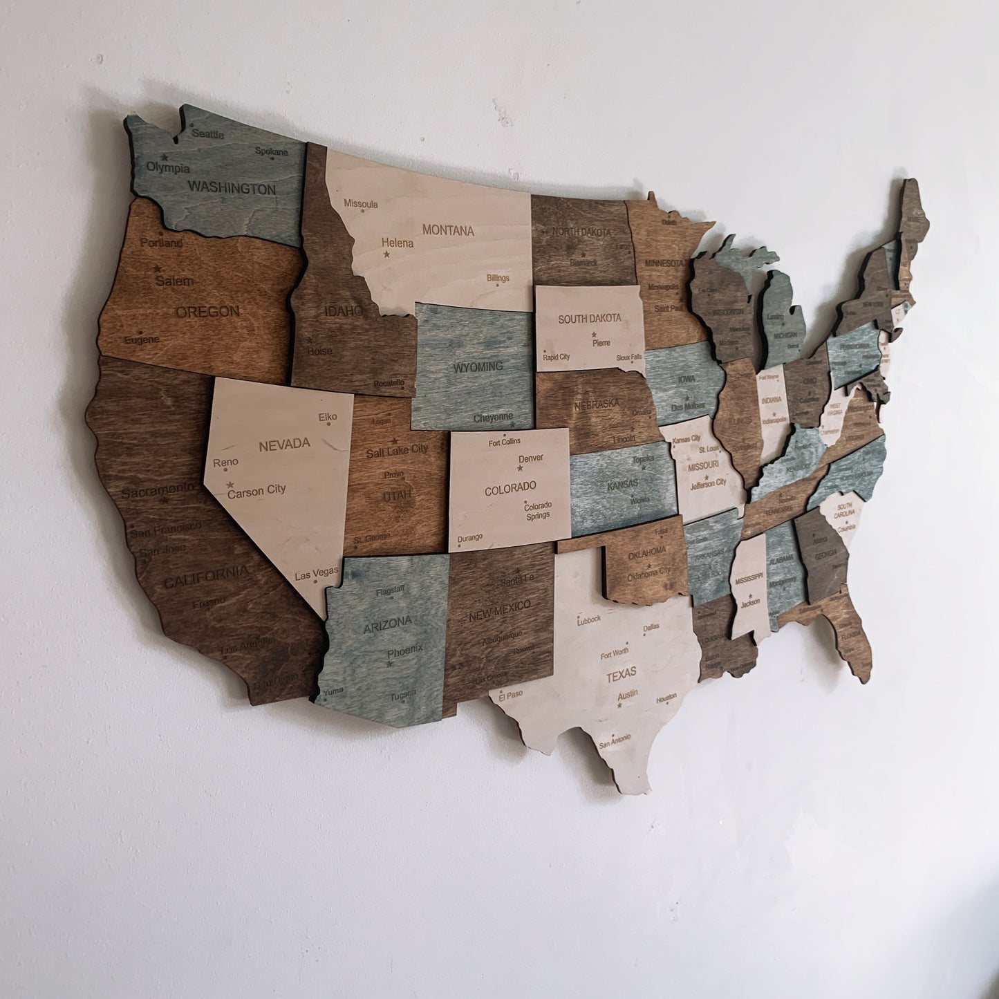 Multicolor Wooden US Map