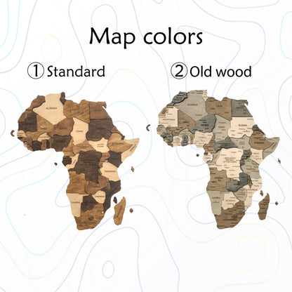 Wooden Africa Map colors