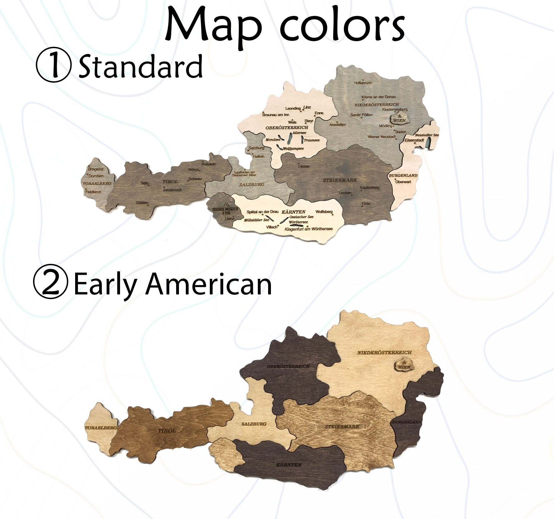 3D Wooden Austria Map