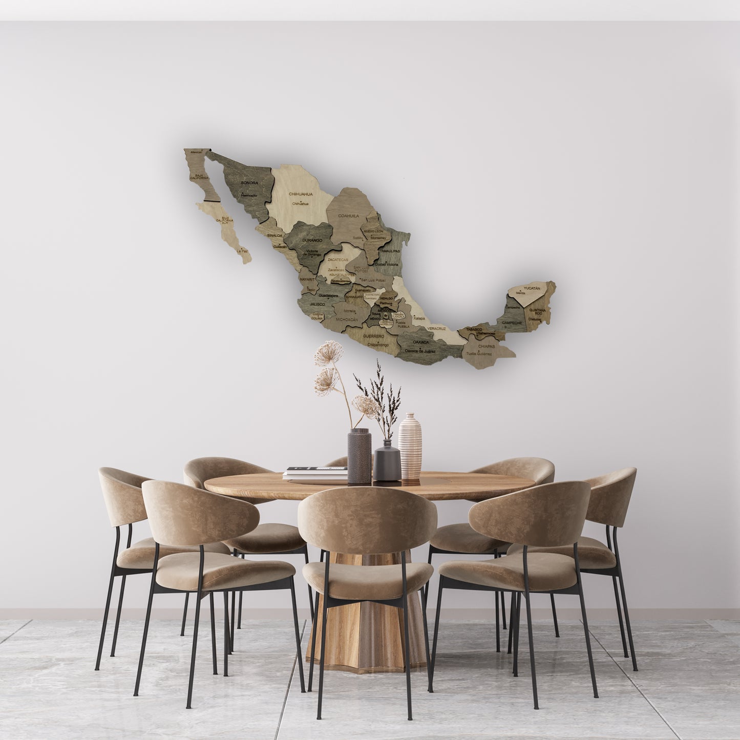 3D Wooden Map of Mexico