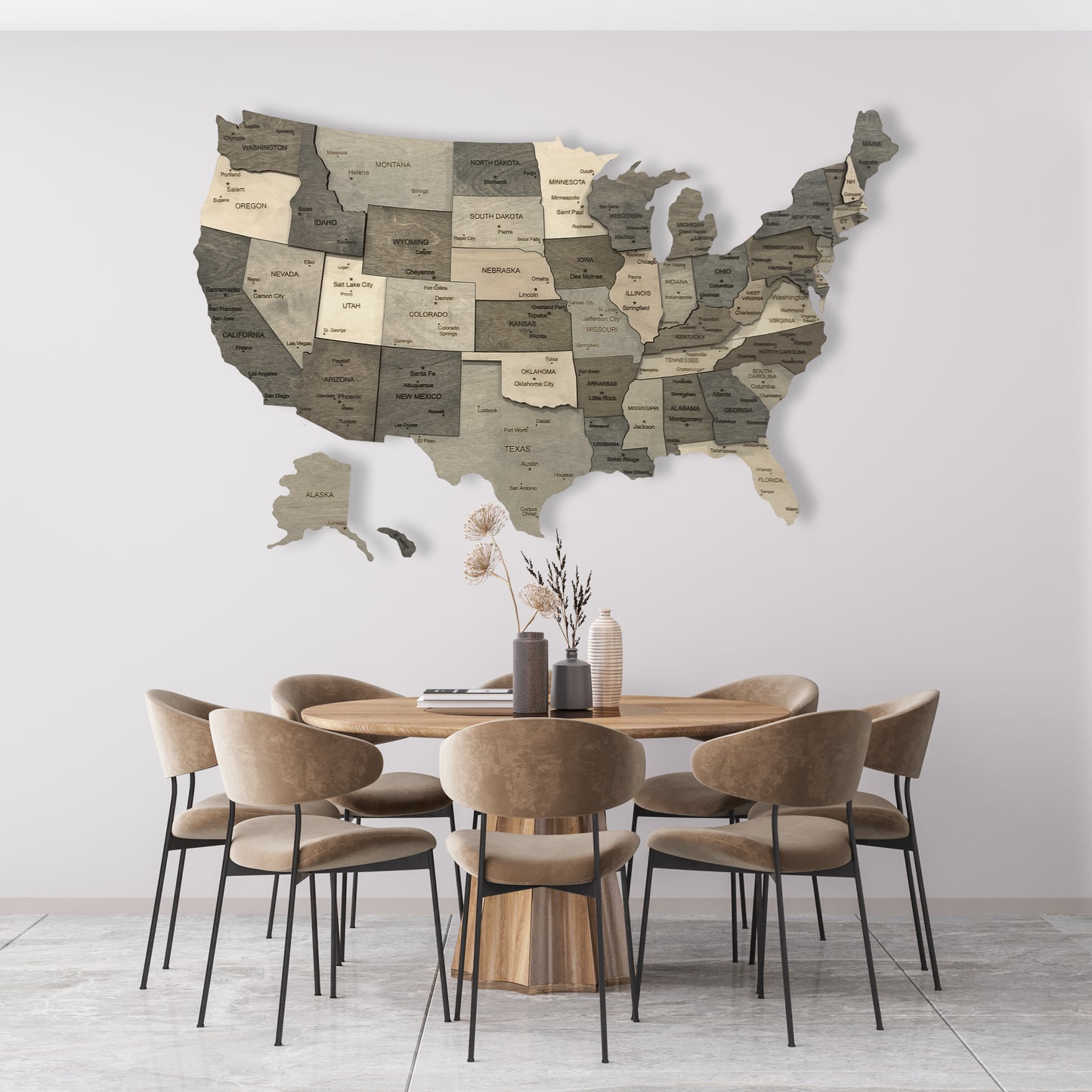 Grey USA Push Pin Wooden Map