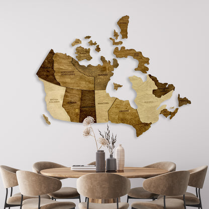 Wooden Map of Canada by Ranocchio Map