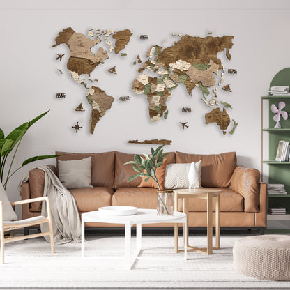 3D Wooden World Map