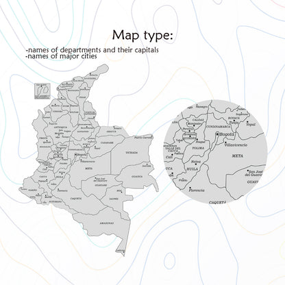 Wooden Map of Colombia types