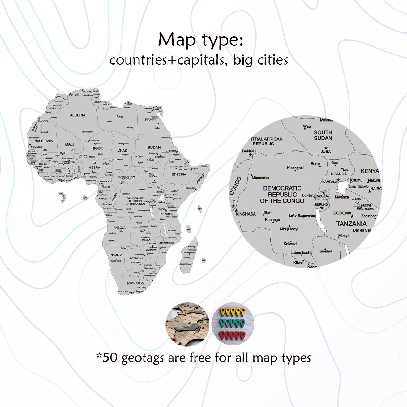 Wooden Map of Africa types