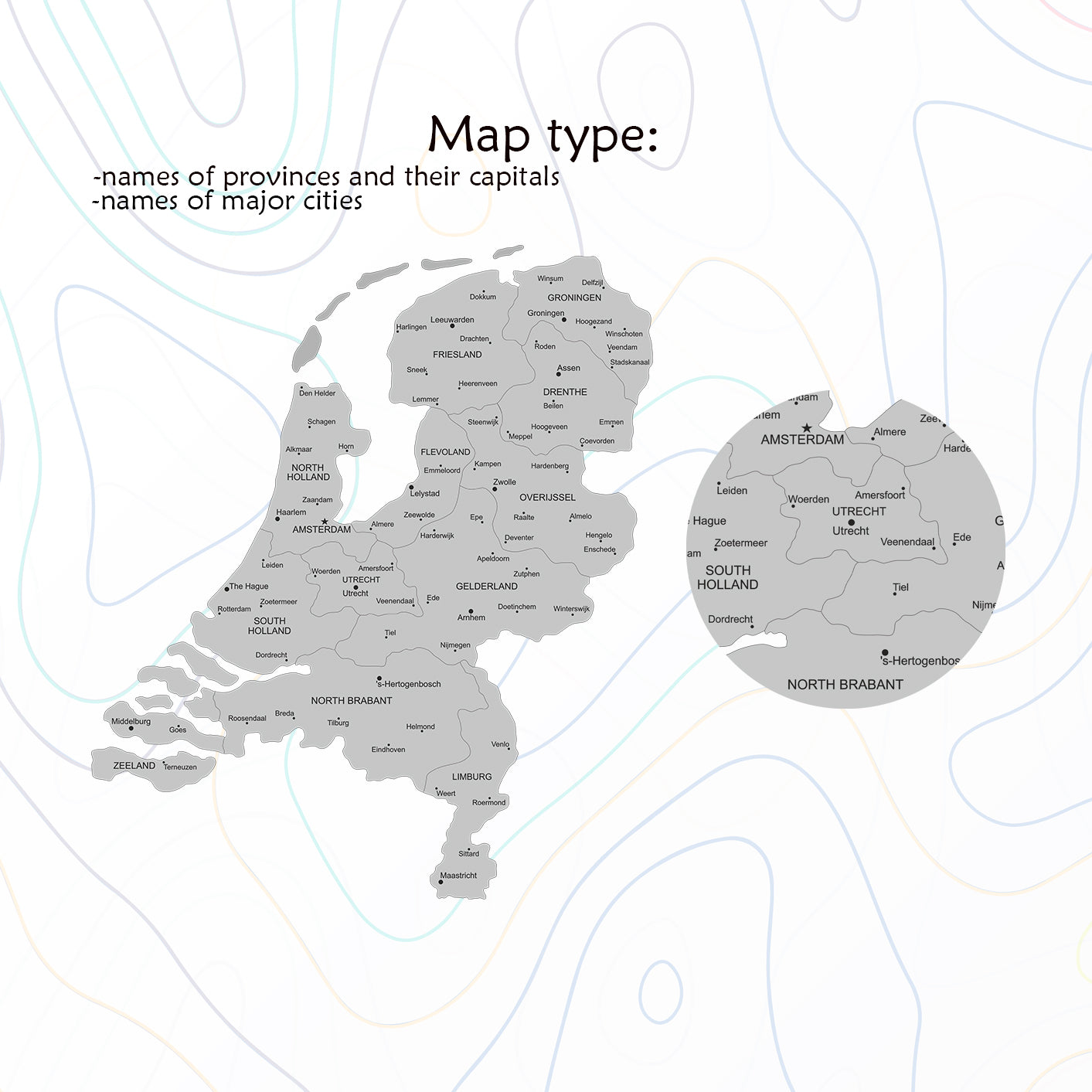 Wooden Map of Netherlands types