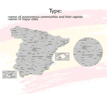 Wooden Spain Map types