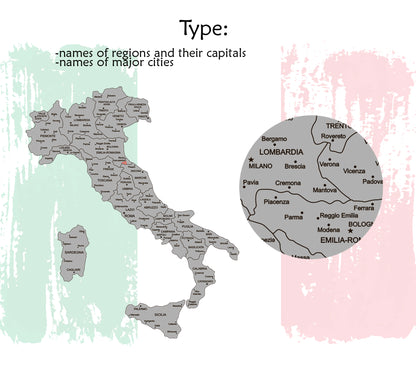 Wooden Italy Map types