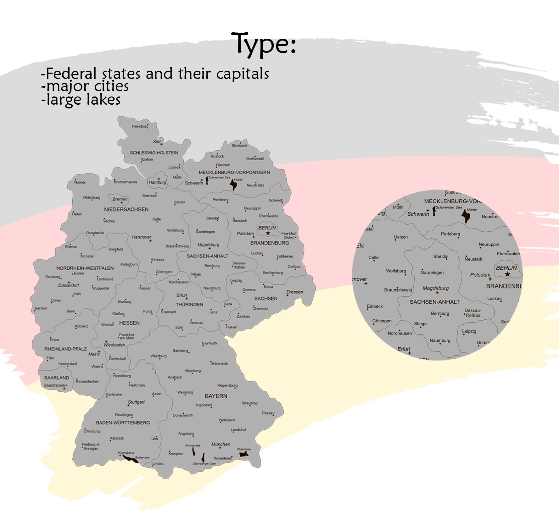 Wooden Germany Map types