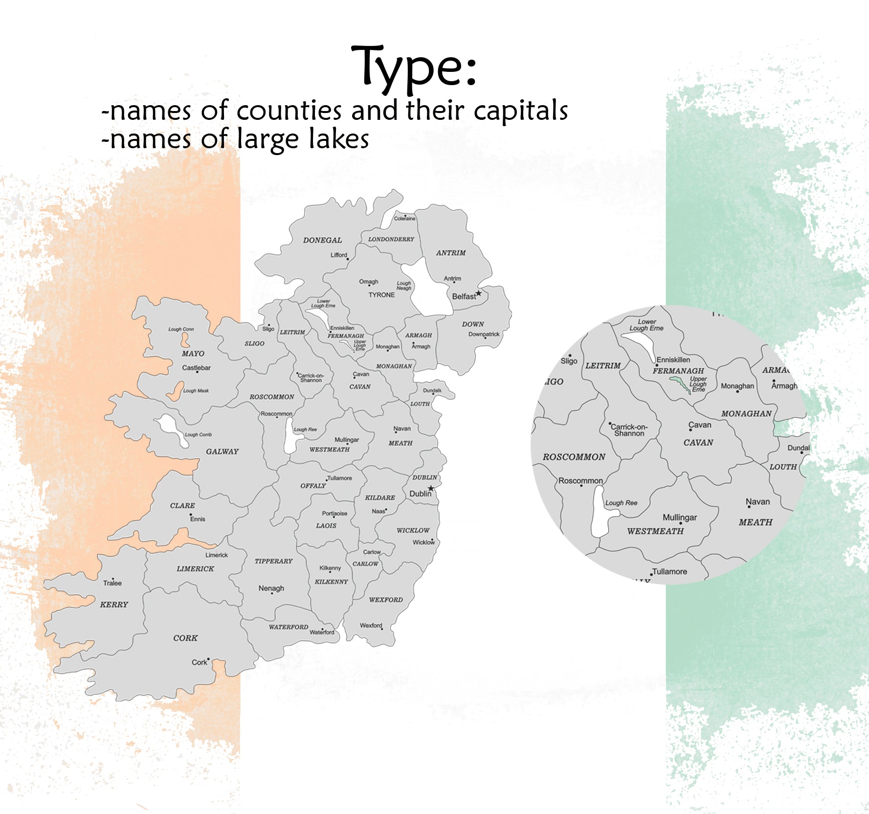 Wooden Ireland Map types