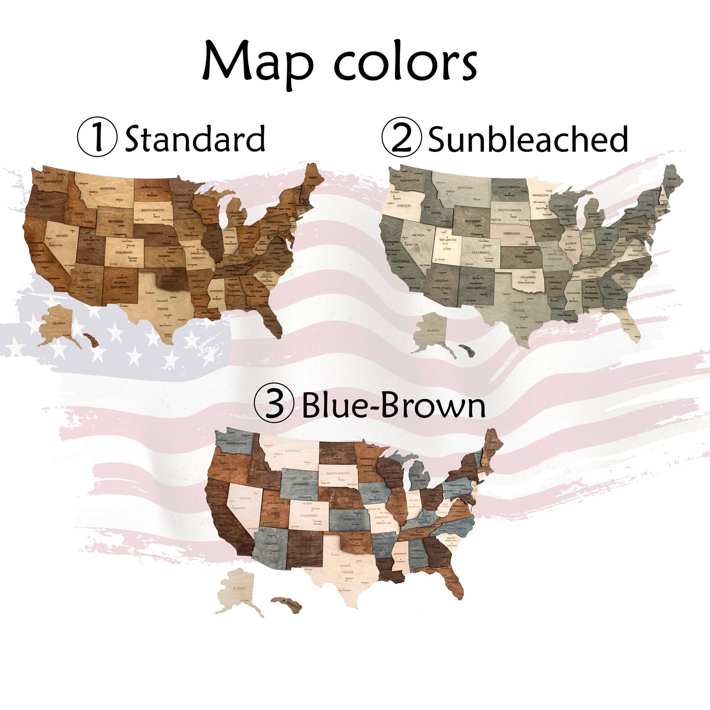 Colored USA Wooden Map | Ranocchio Map