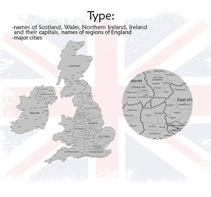 Wooden United Kingdom and Ireland Map types