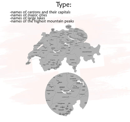 Wooden Switzerland Map types