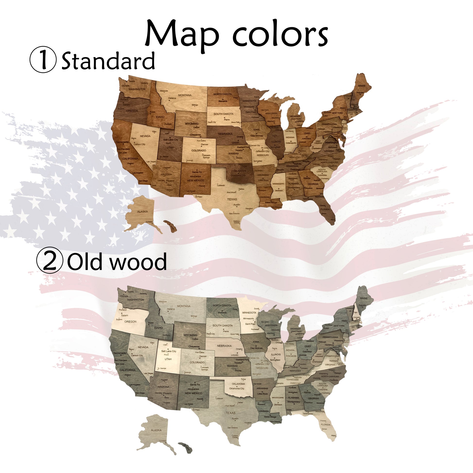 USA National Parks Wooden Map