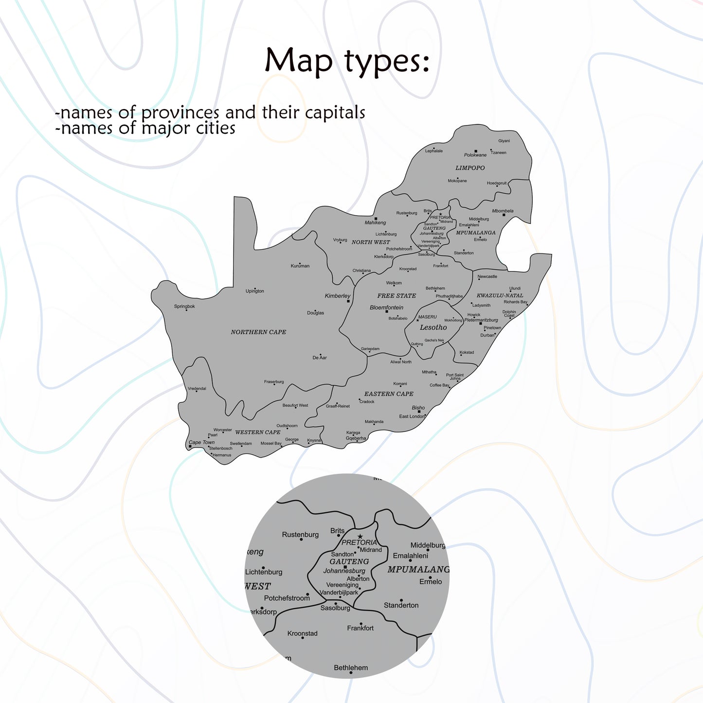 Wooden Map of South Africa types