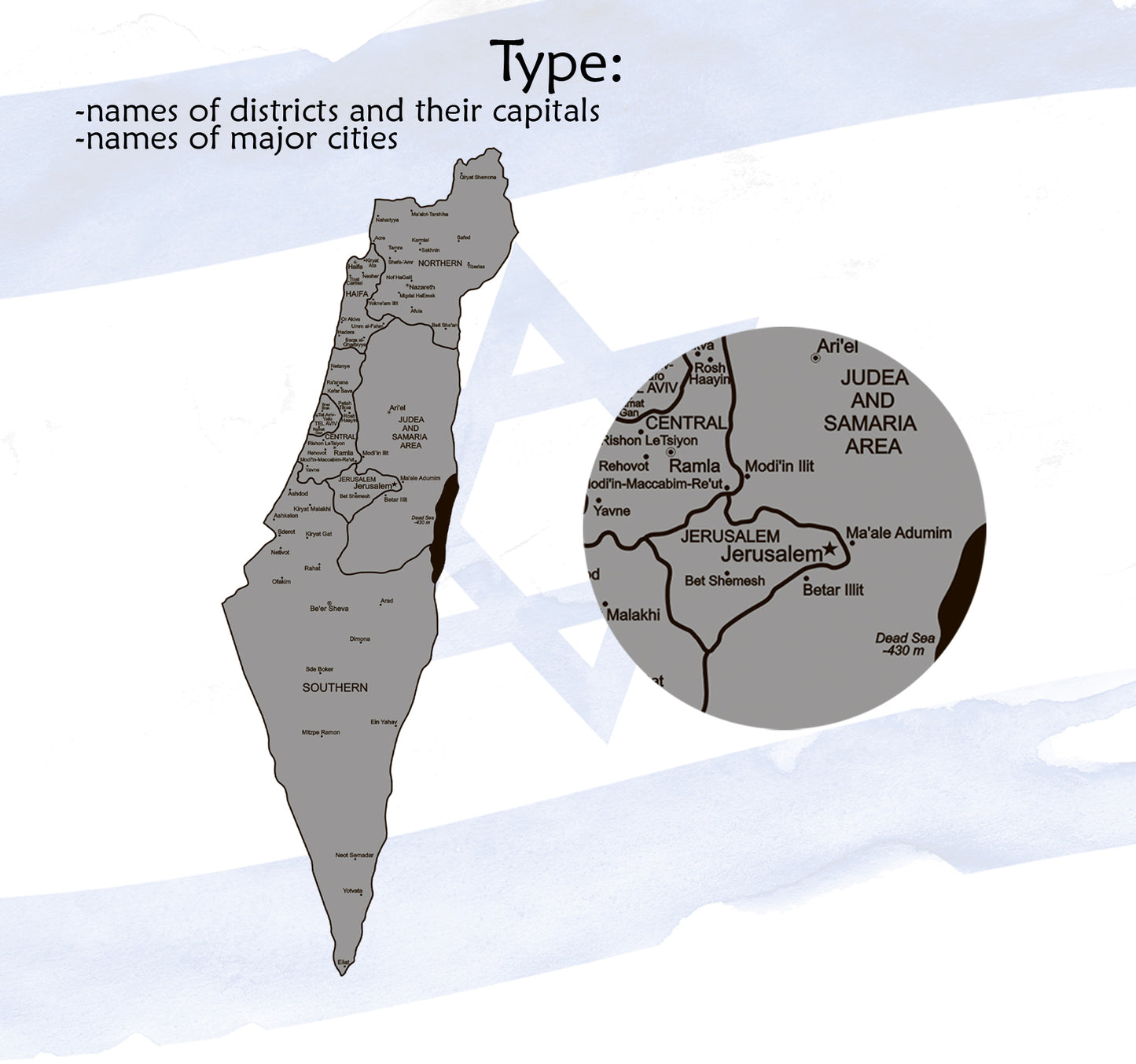 Wooden Israel Map types