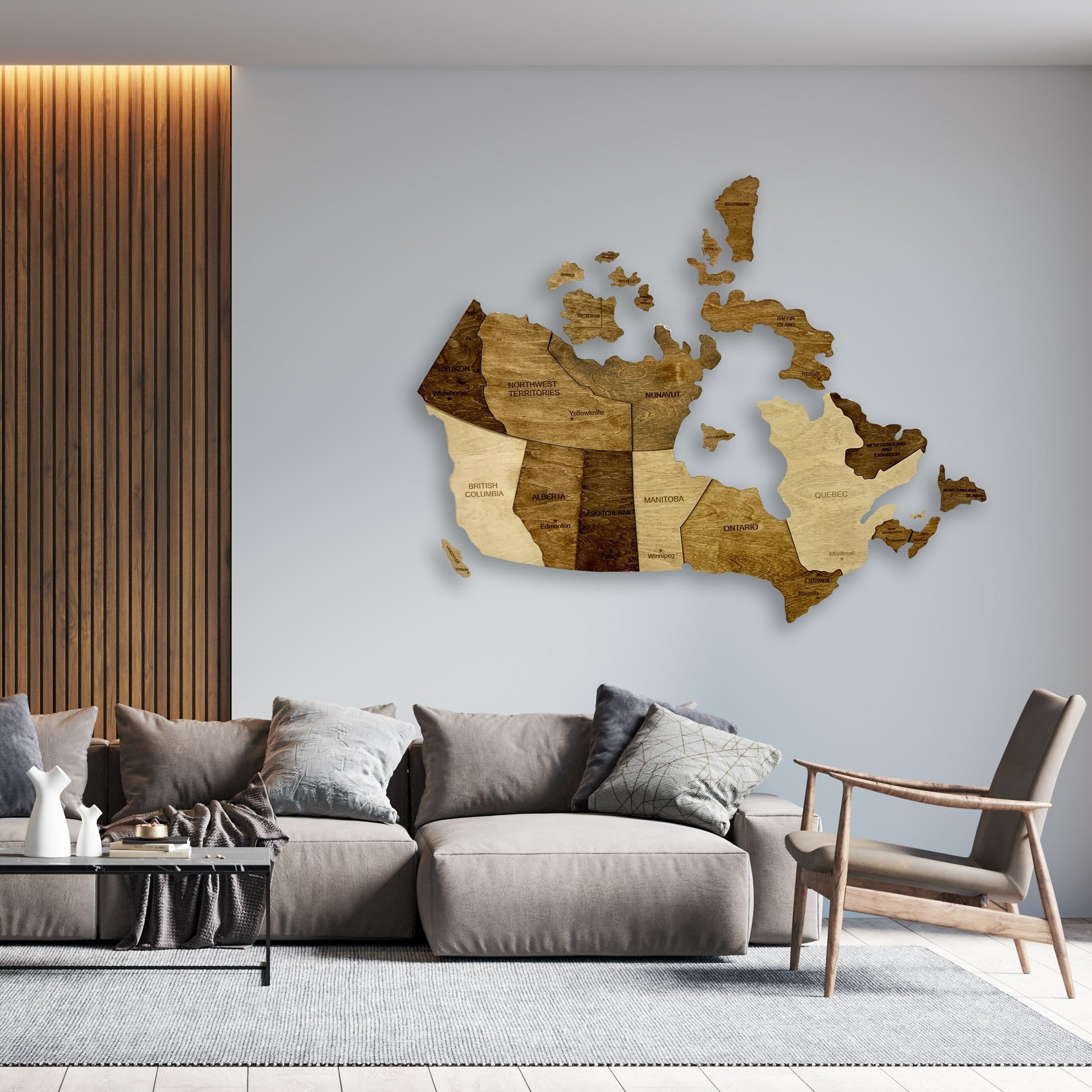 Wooden Canada Map 3D 