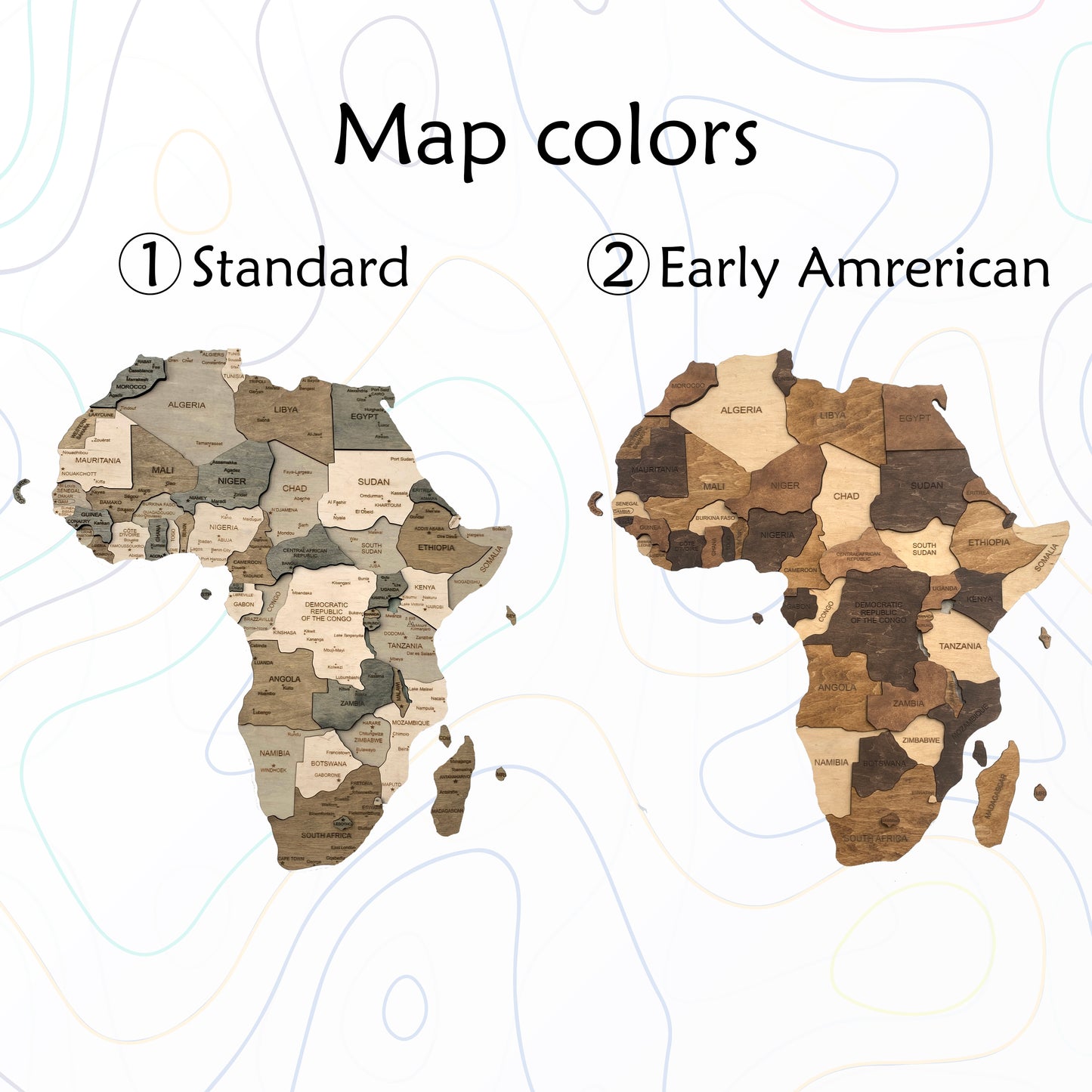 Wooden Map of Africa color