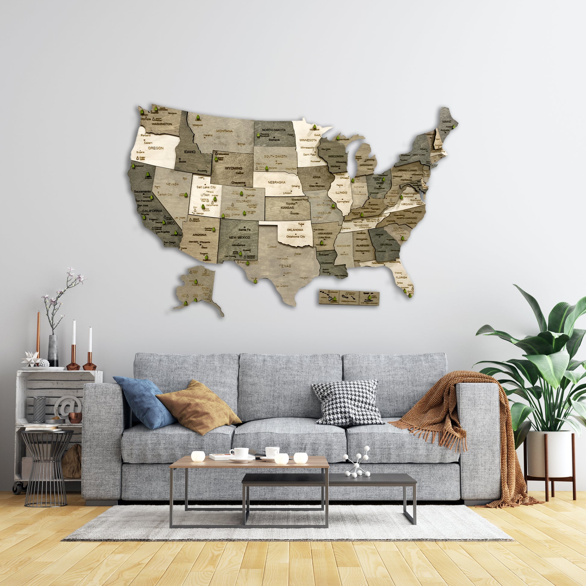 US Wooden Map of National Parks