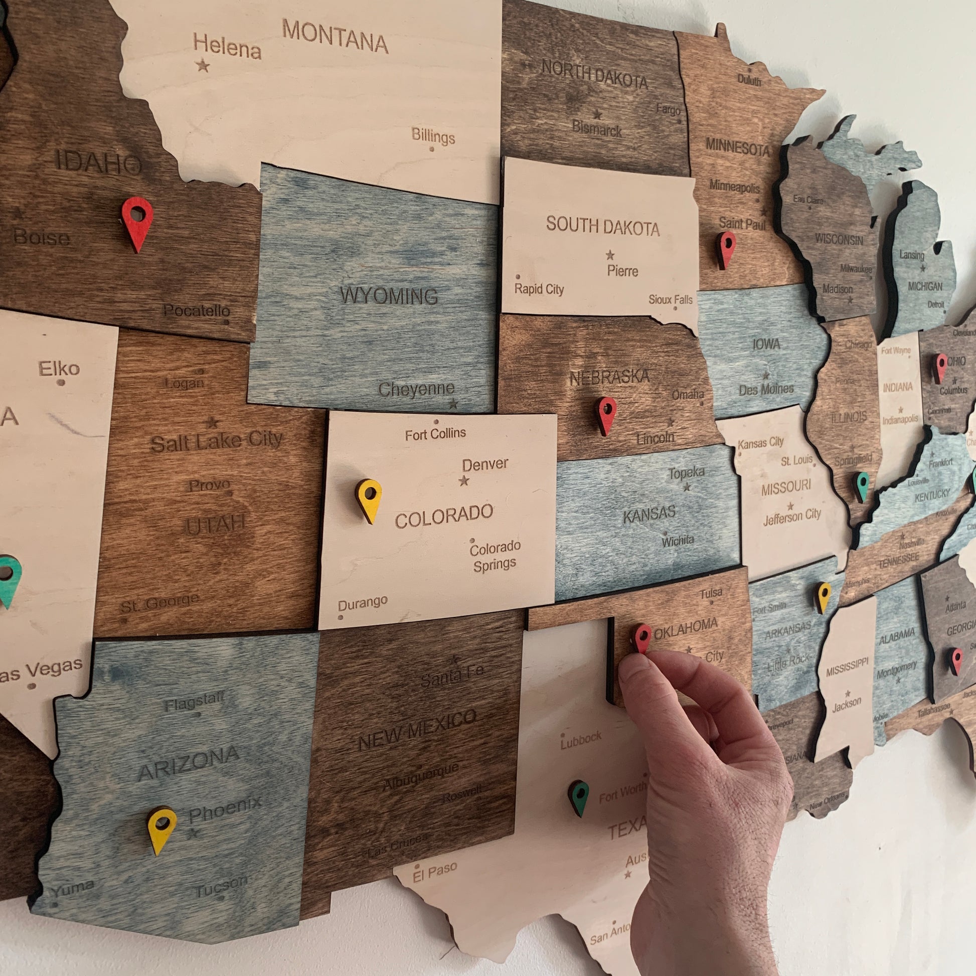 USA Wooden Multicolor Map | Ranocchio