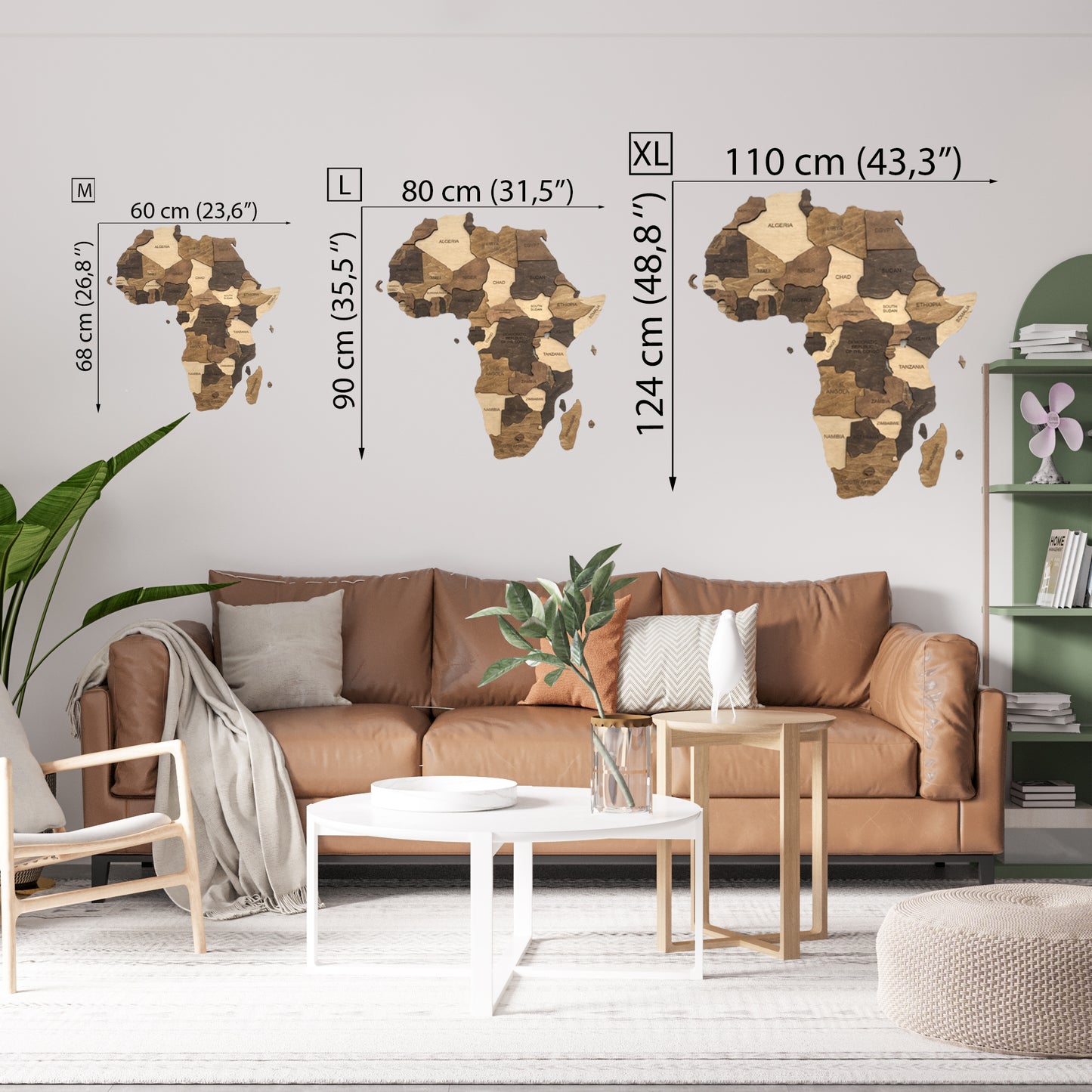 Wooden Africa Map sizes