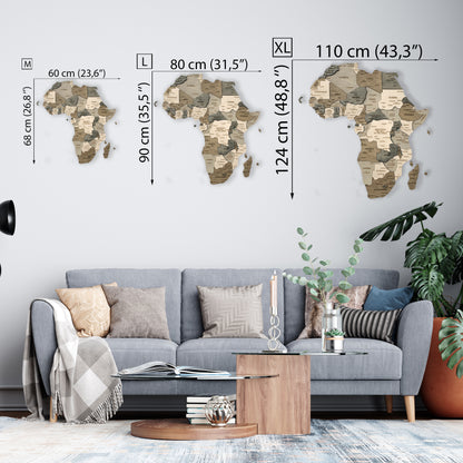 Wooden Map of Africa sizes