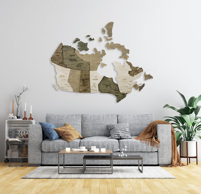 Wooden 3D Map of Canada 