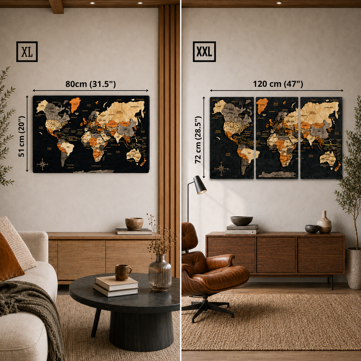 3D World map wall art