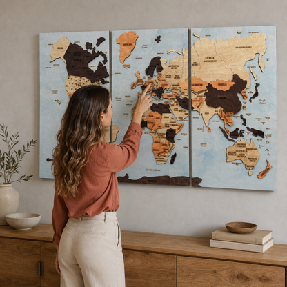 3D World map wall art