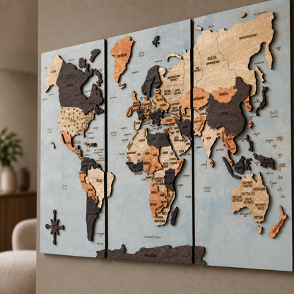 3D World map wall art