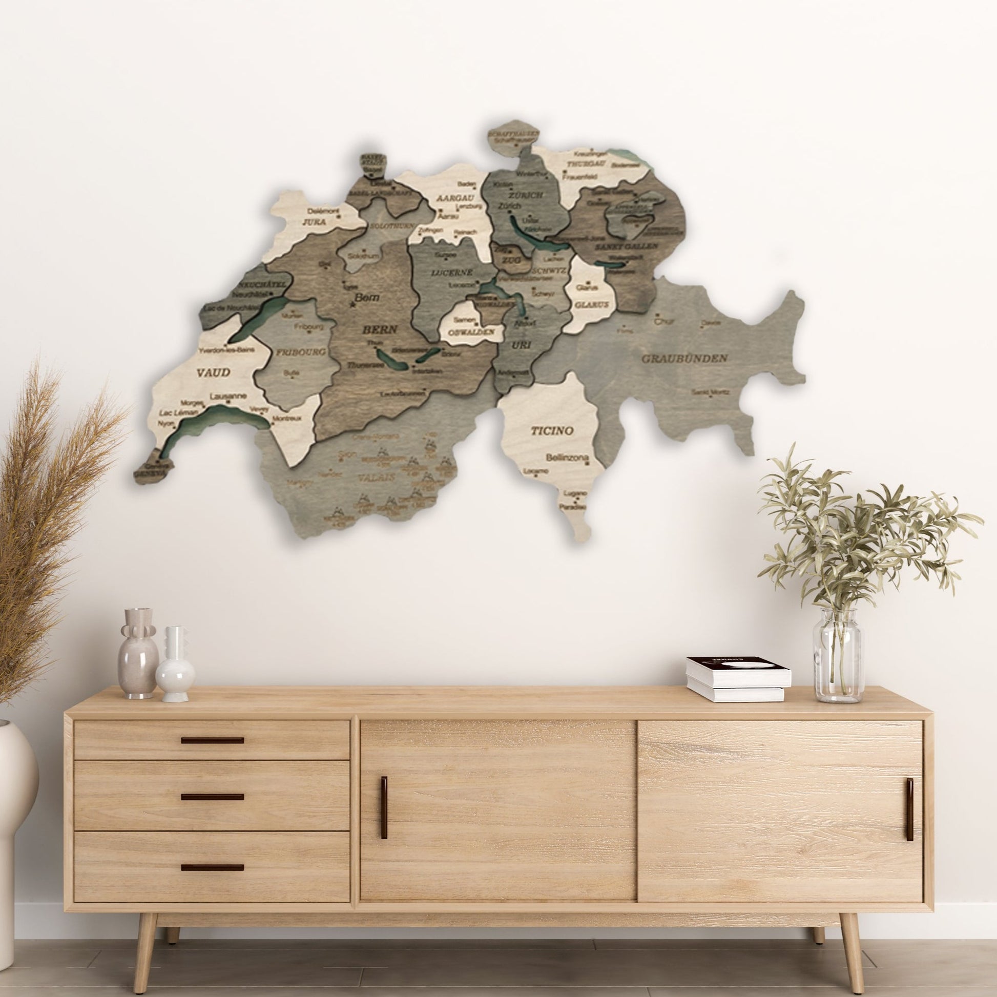 Wooden Switzerland Map by Ranocchio