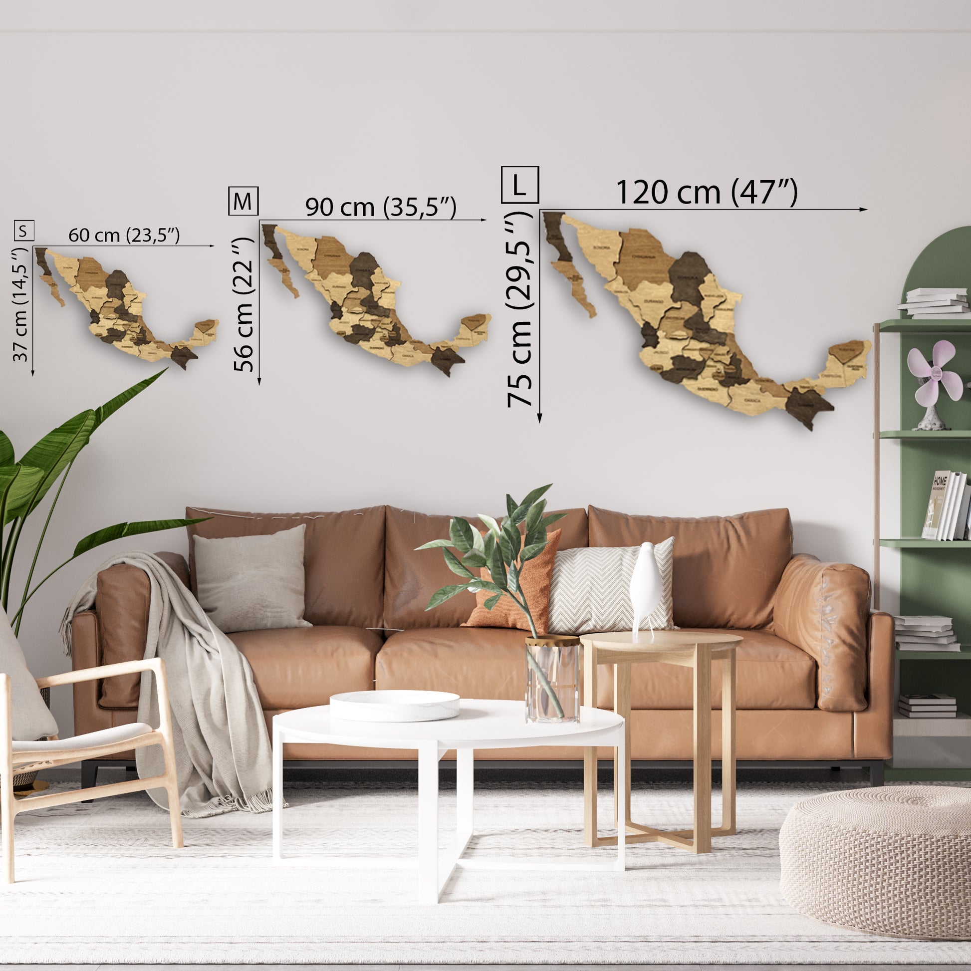 Wooden Mexico Map sizes