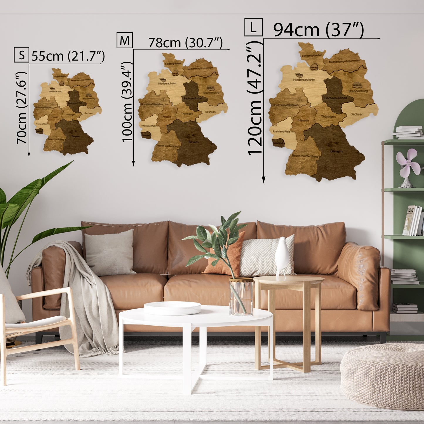 Wooden Germany Map sizes