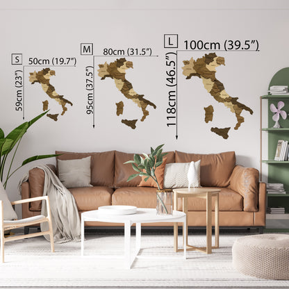 Wooden Italy Map sizes