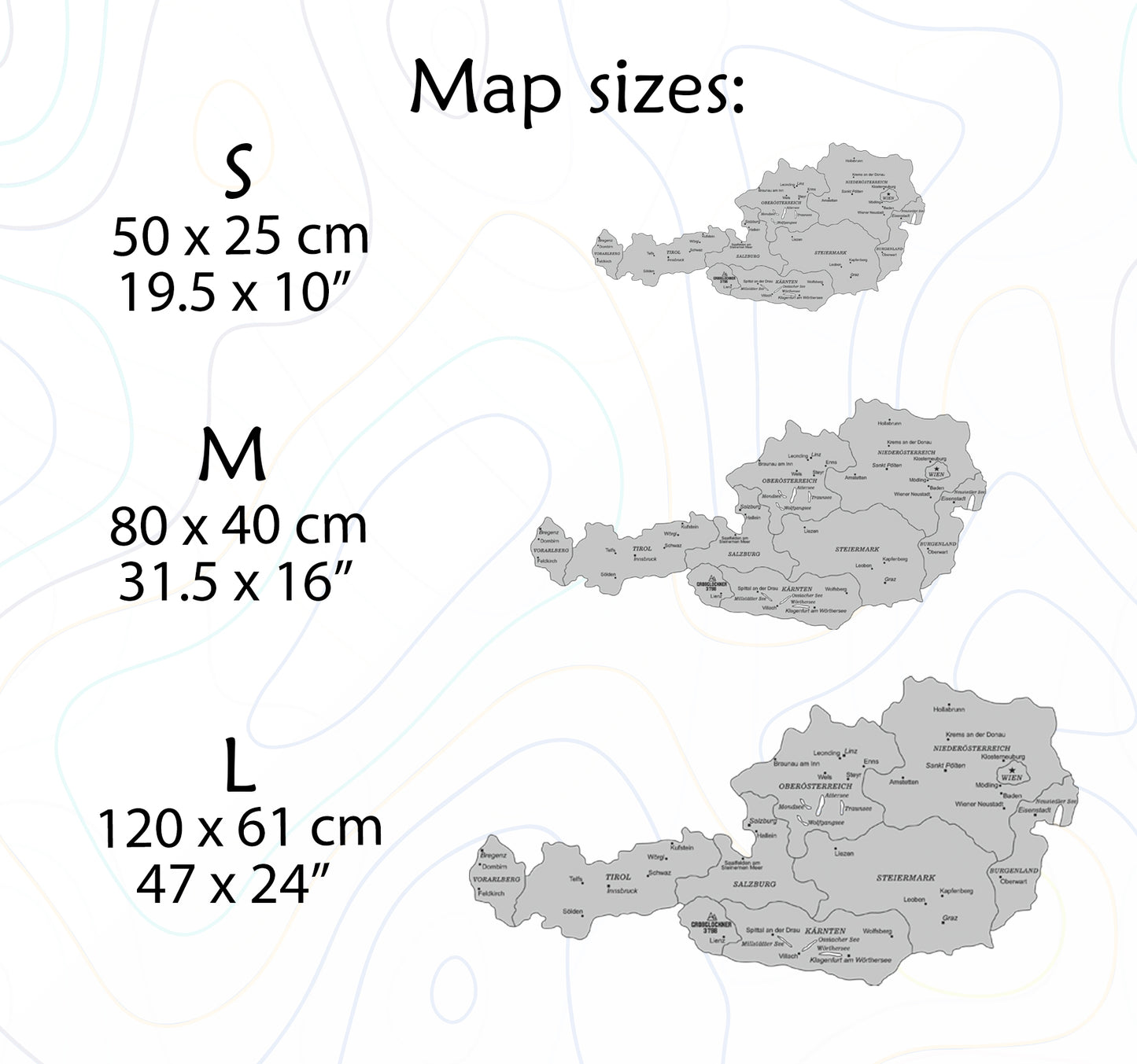 Wooden Austria Map 3D