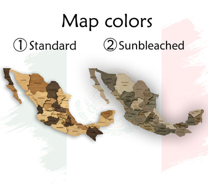 Wooden Mexico Map colors