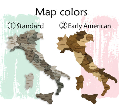 Wooden Map of Italy types