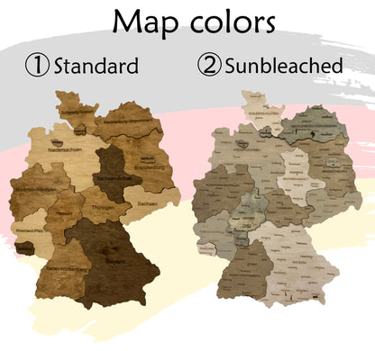 Wooden Germany Map colors