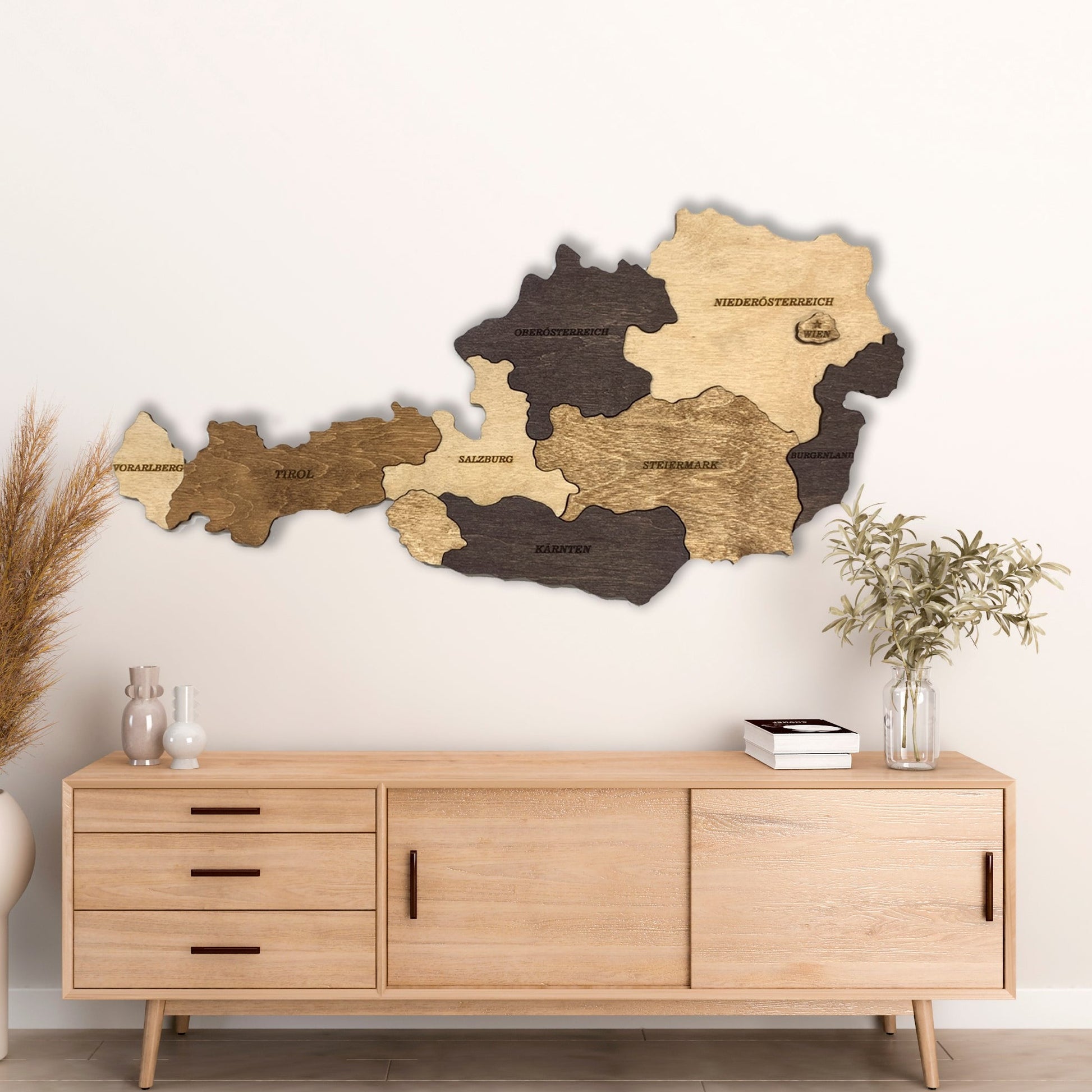 Wooden Austria Map