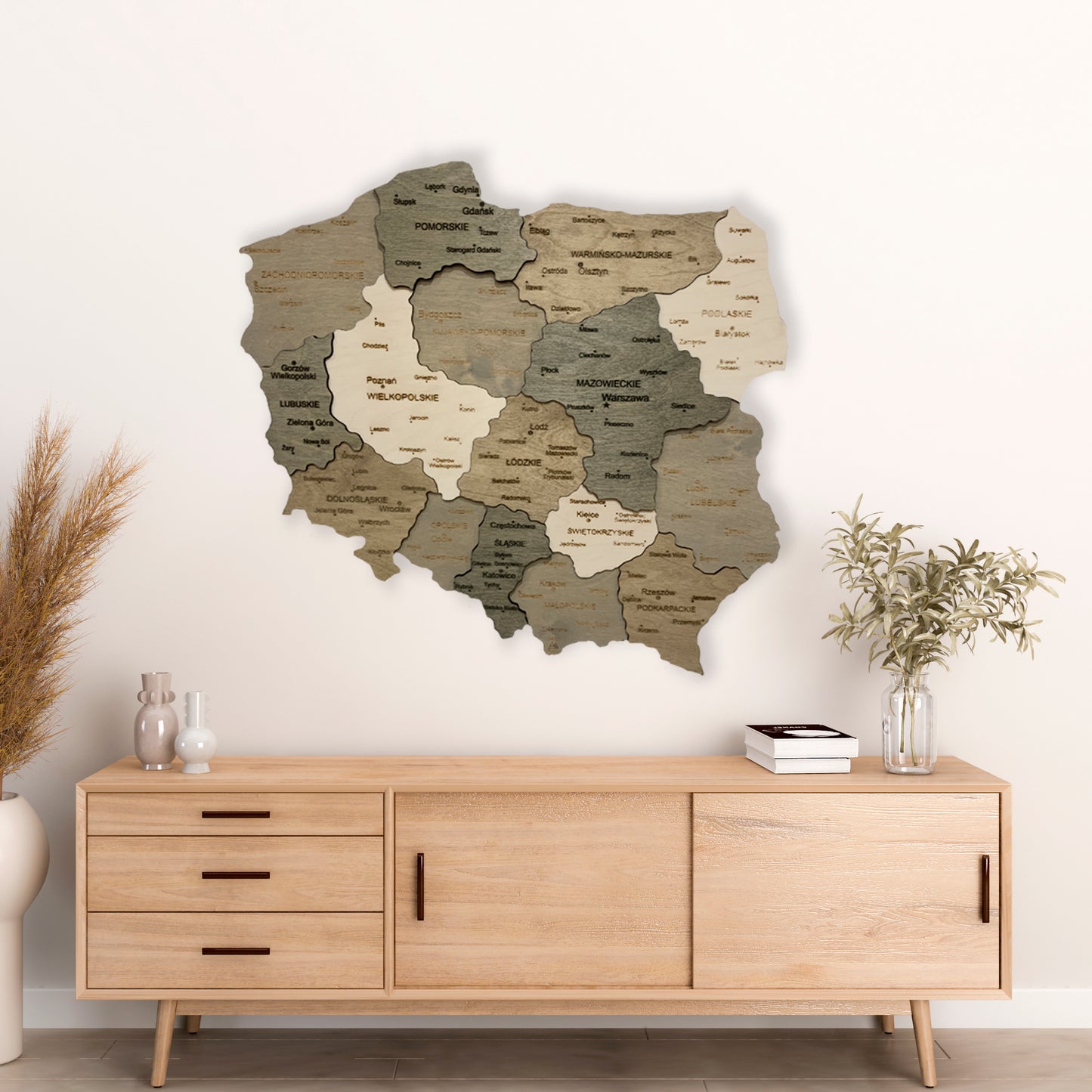 Wooden Map of Poland by Ranocchio Map