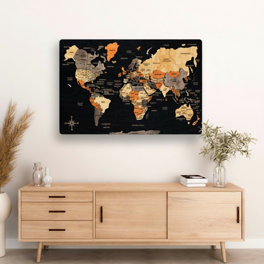 3D World map wall art