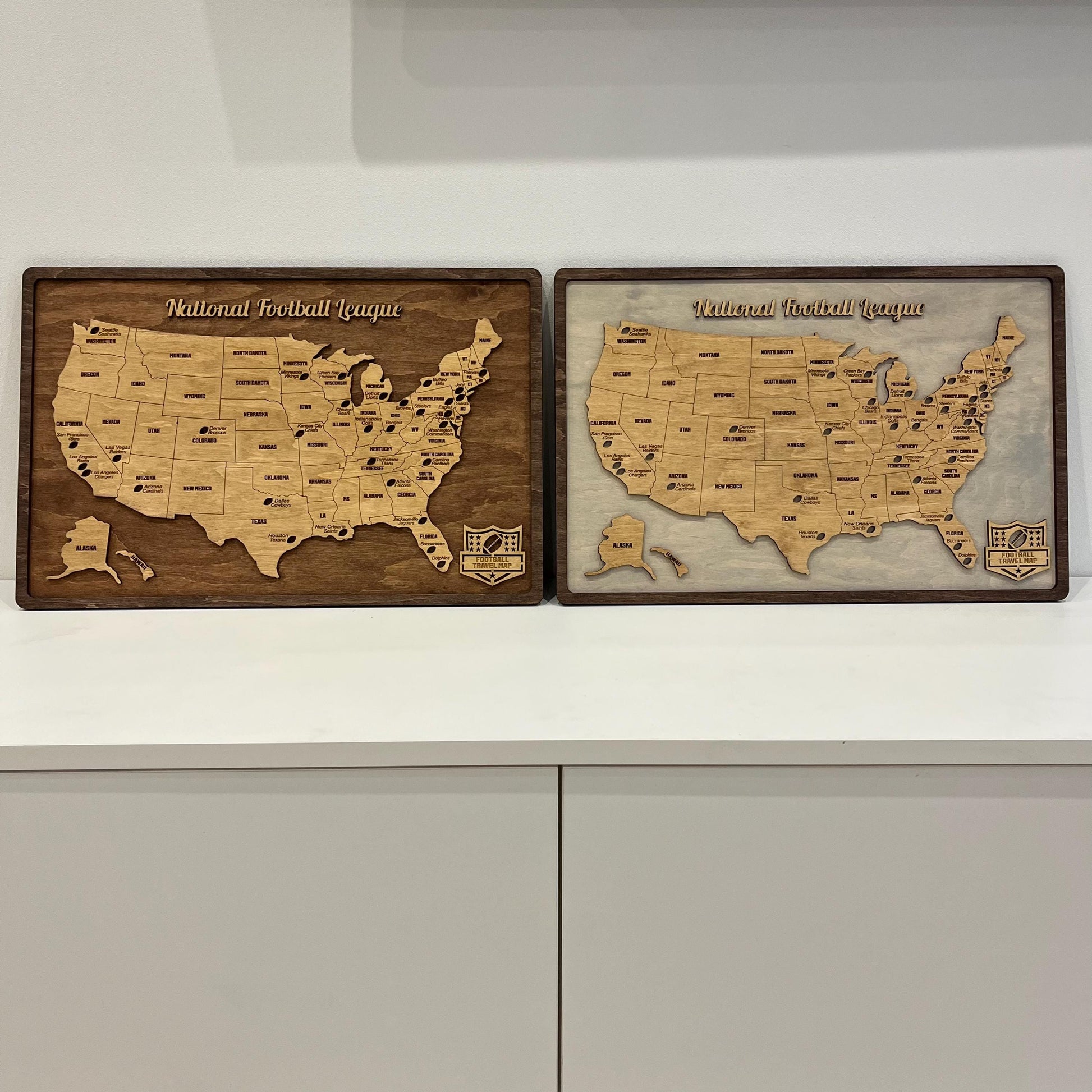 Wooden NFL Team Map 