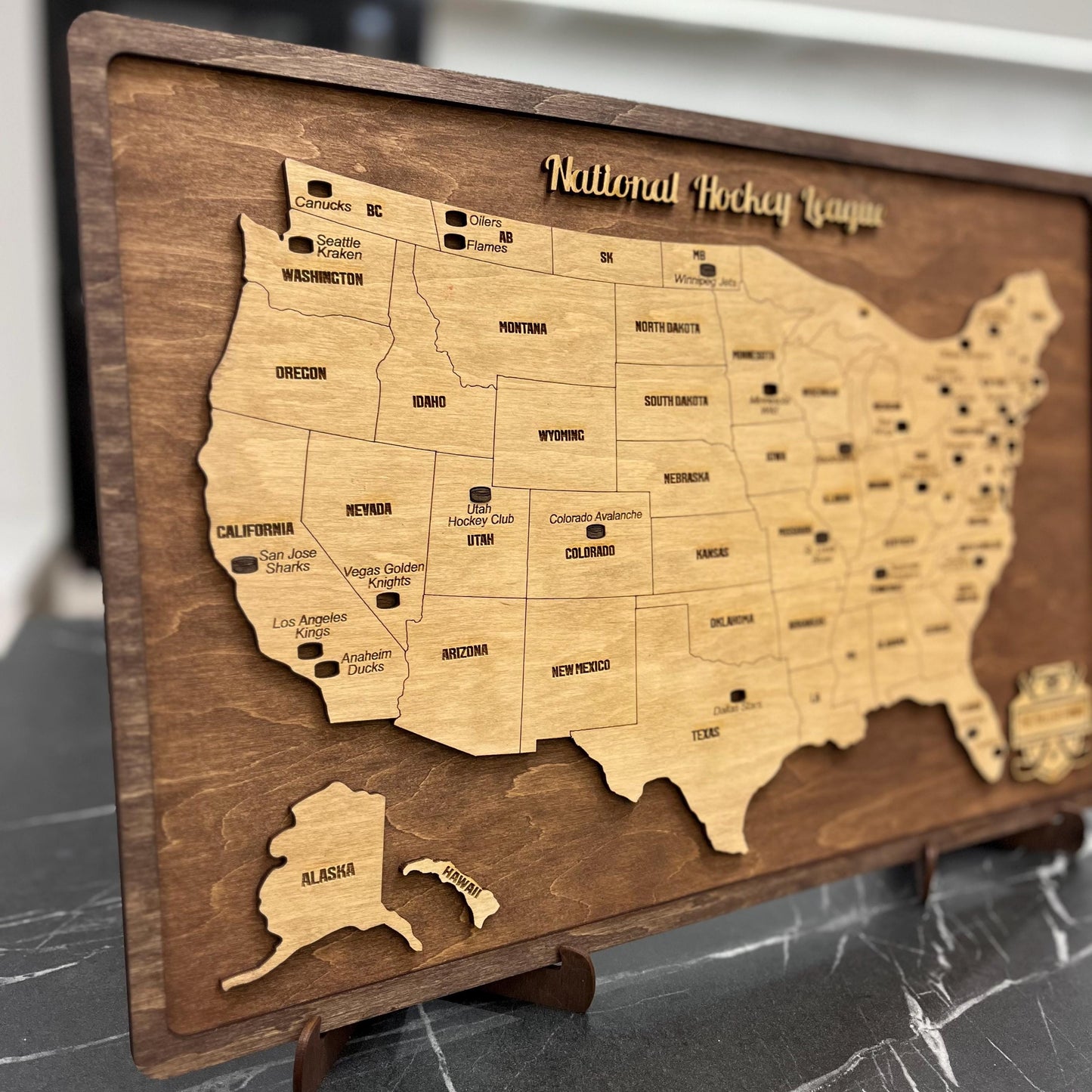 NHL Teams Wooden Maps