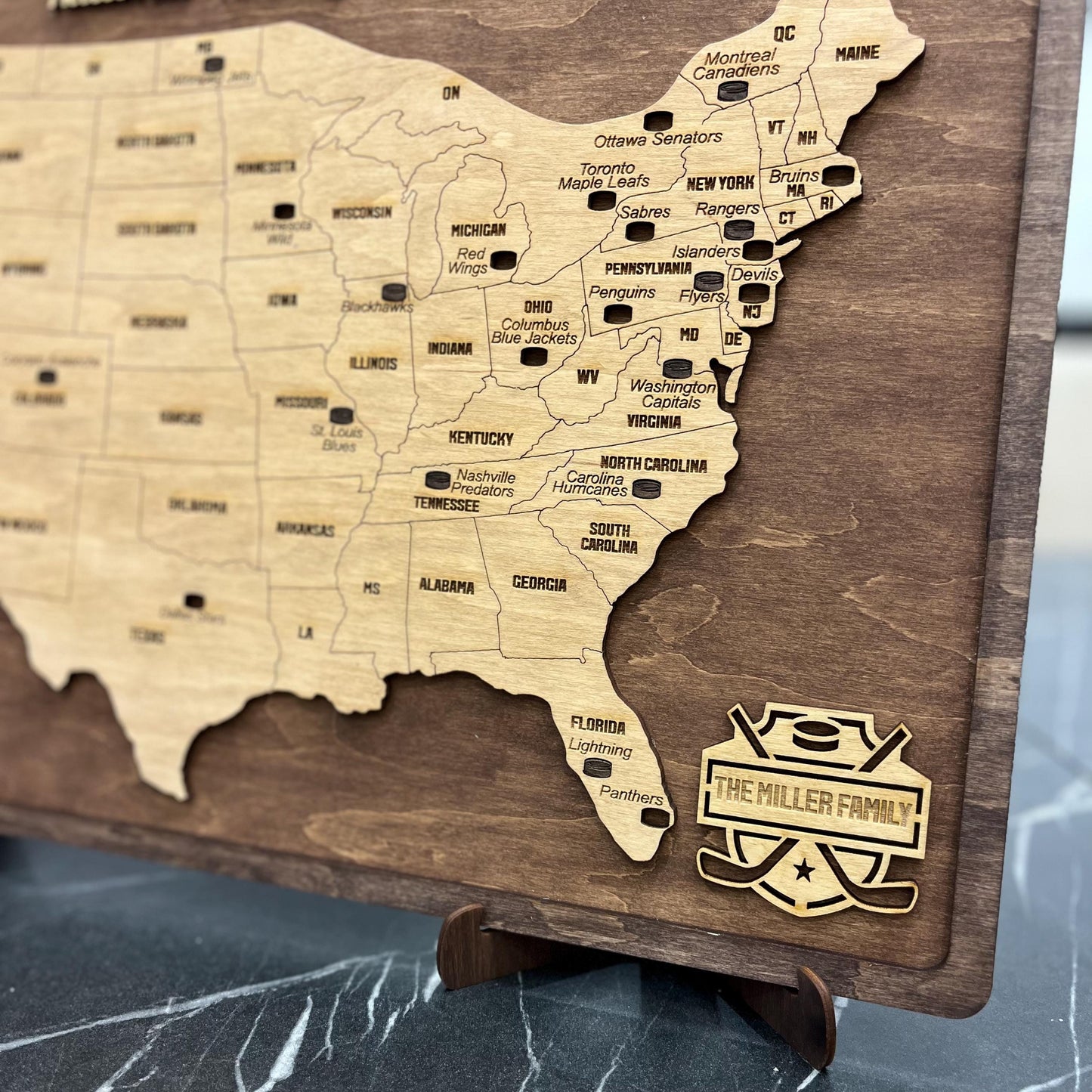 Custom NHL Teams Wooden Maps 