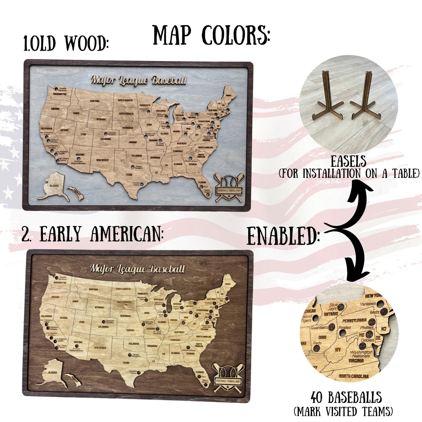 Custom Baseball Travel Map Colors