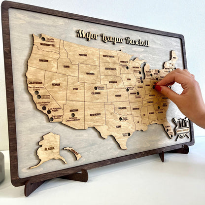 Custom MLB Wooden Map 