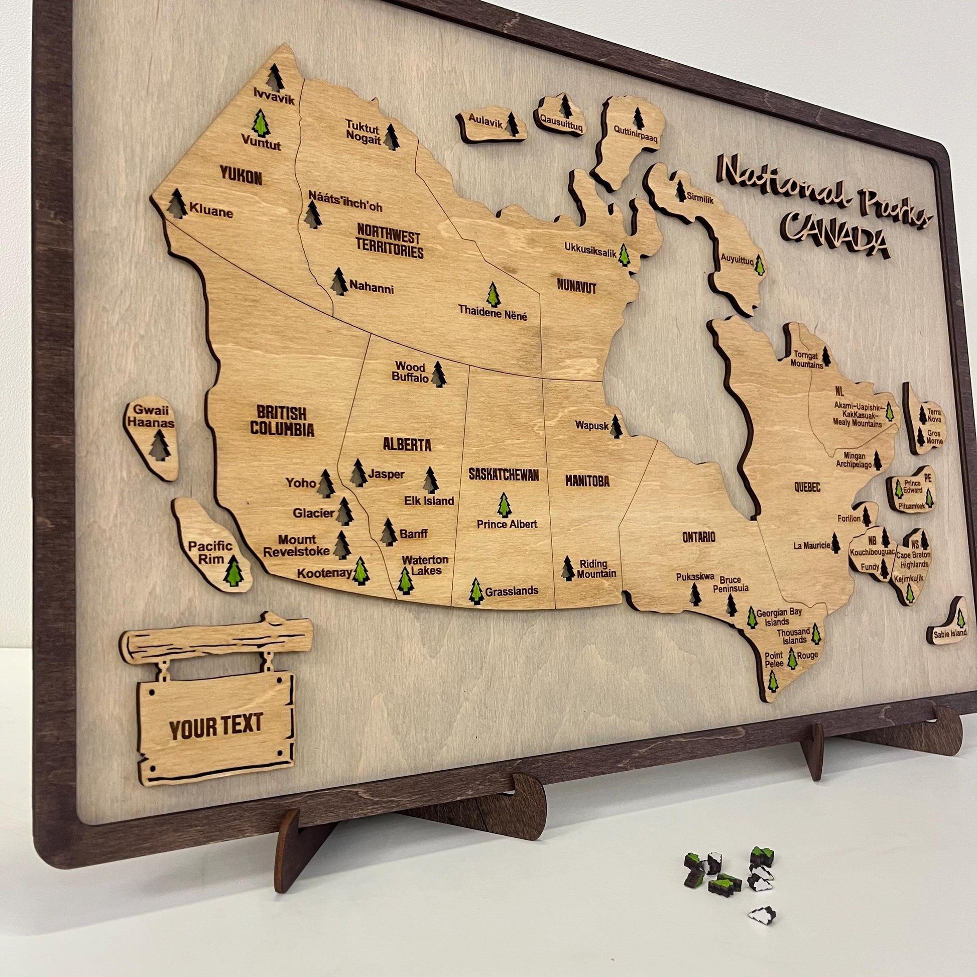 Canada's National Park Wooden Map