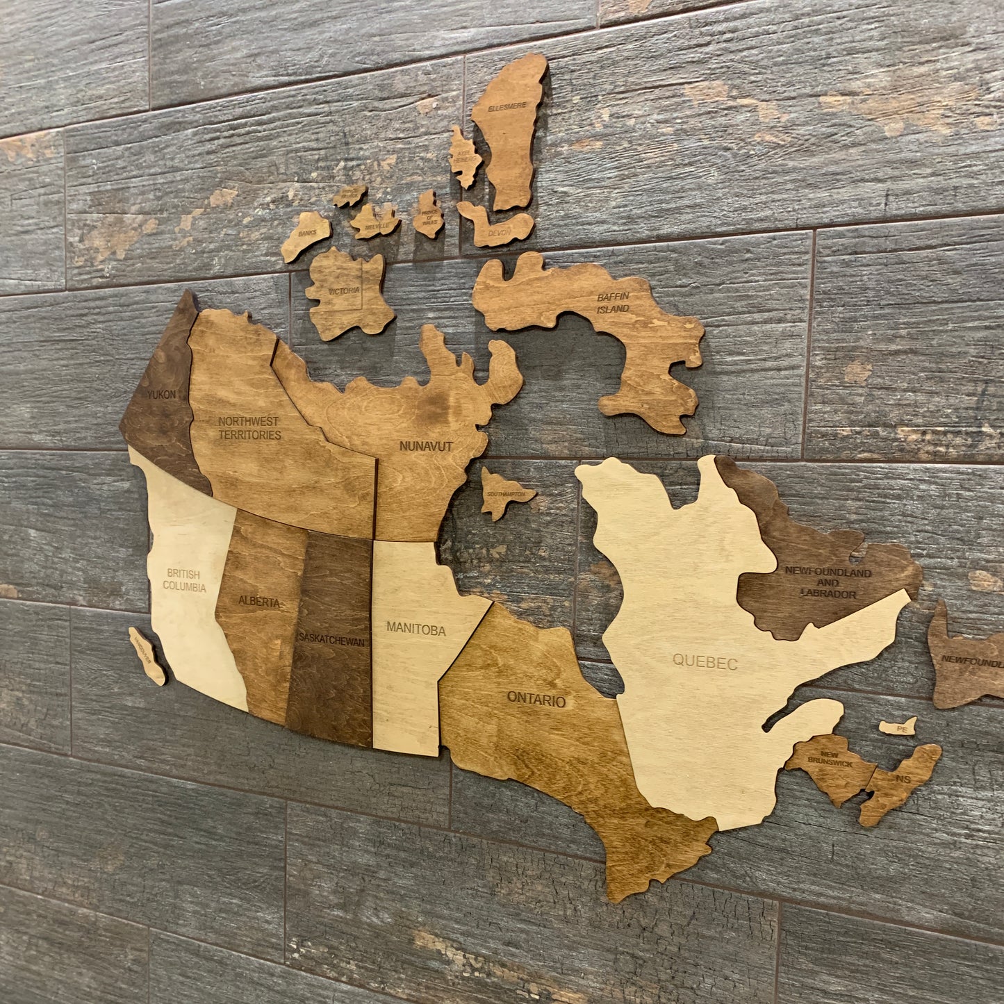 3D Canada Wooden Map